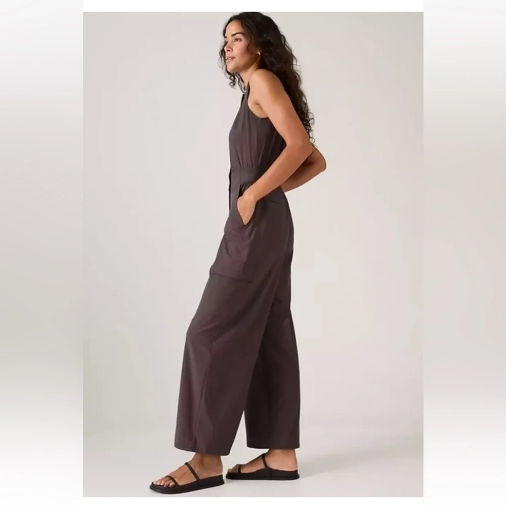 New Athleta 12 Brooklyn Utility Jumpsuit Shale Size 2 - Picture 6 of 12